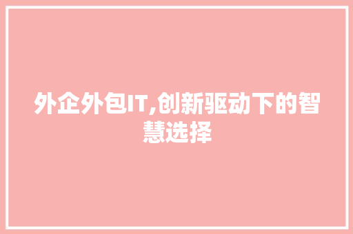 外企外包IT,创新驱动下的智慧选择