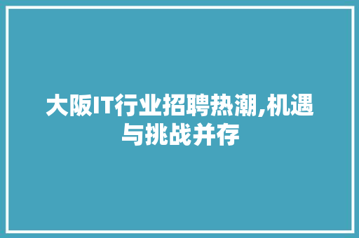 大阪IT行业招聘热潮,机遇与挑战并存