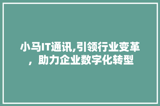 小马IT通讯,引领行业变革，助力企业数字化转型