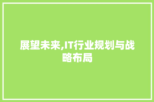 展望未来,IT行业规划与战略布局