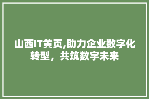 山西IT黄页,助力企业数字化转型，共筑数字未来