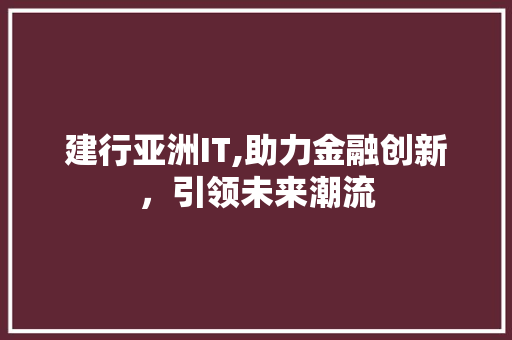 建行亚洲IT,助力金融创新，引领未来潮流