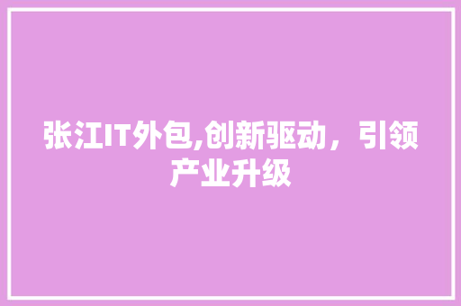 张江IT外包,创新驱动，引领产业升级