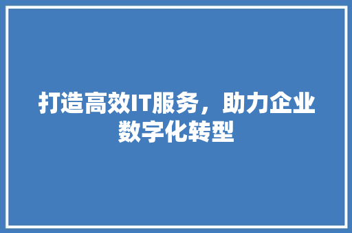打造高效IT服务，助力企业数字化转型