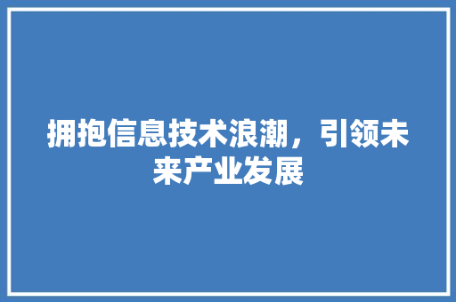 拥抱信息技术浪潮，引领未来产业发展