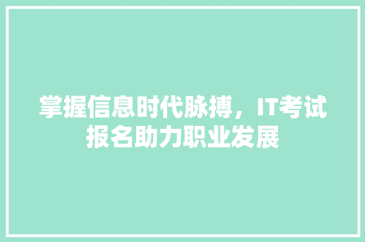 掌握信息时代脉搏，IT考试报名助力职业发展