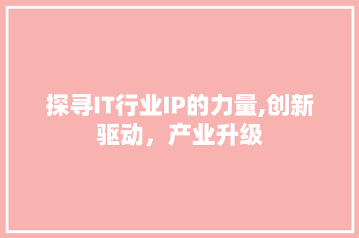 探寻IT行业IP的力量,创新驱动，产业升级