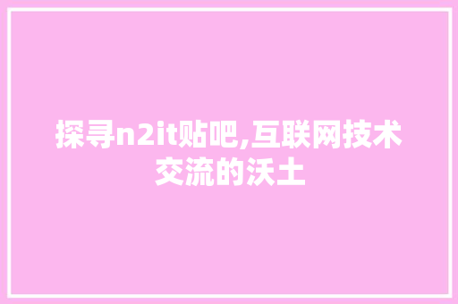 探寻n2it贴吧,互联网技术交流的沃土