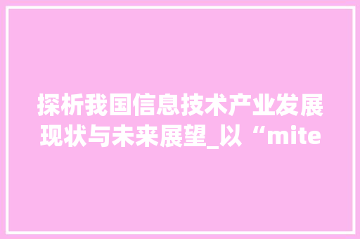 探析我国信息技术产业发展现状与未来展望_以“miteit”为例