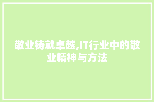 敬业铸就卓越,IT行业中的敬业精神与方法