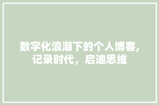 数字化浪潮下的个人博客,记录时代，启迪思维