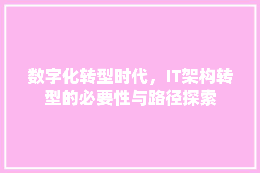 数字化转型时代，IT架构转型的必要性与路径探索