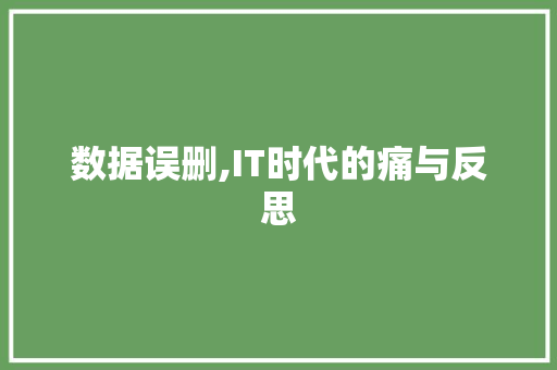 数据误删,IT时代的痛与反思
