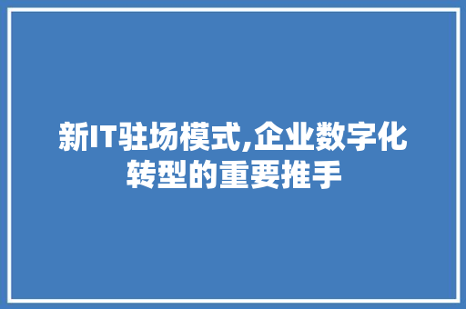新IT驻场模式,企业数字化转型的重要推手