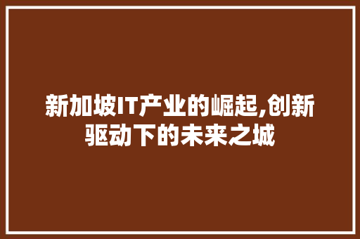 新加坡IT产业的崛起,创新驱动下的未来之城