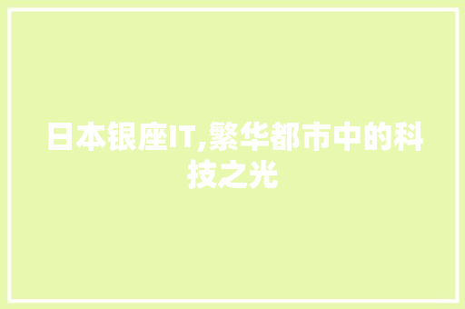 日本银座IT,繁华都市中的科技之光