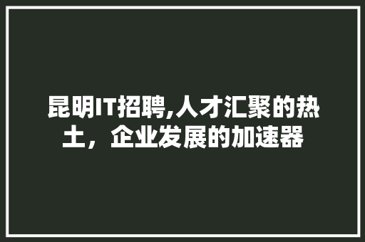 昆明IT招聘,人才汇聚的热土，企业发展的加速器