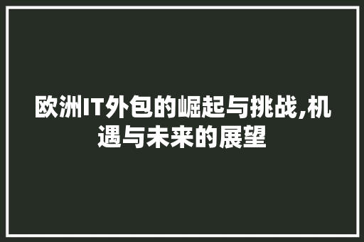欧洲IT外包的崛起与挑战,机遇与未来的展望