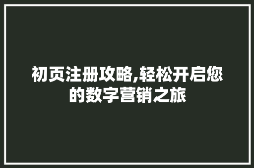 初页注册攻略,轻松开启您的数字营销之旅