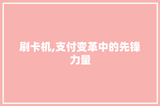 刷卡机,支付变革中的先锋力量