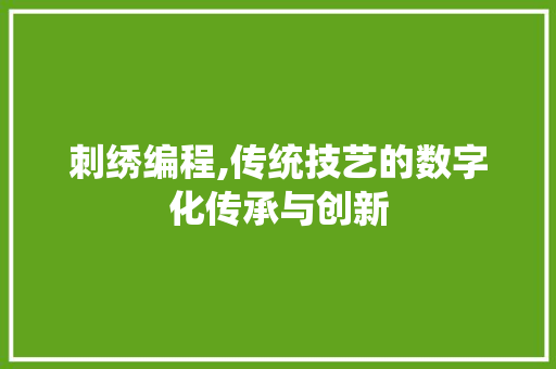 刺绣编程,传统技艺的数字化传承与创新