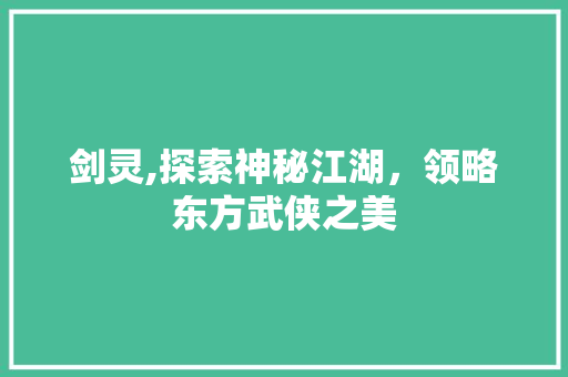 剑灵,探索神秘江湖，领略东方武侠之美 建站教程