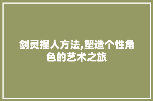 剑灵捏人方法,塑造个性角色的艺术之旅