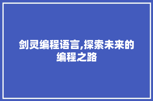 剑灵编程语言,探索未来的编程之路 服务器/数据库