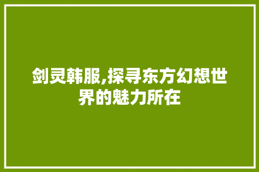 剑灵韩服,探寻东方幻想世界的魅力所在