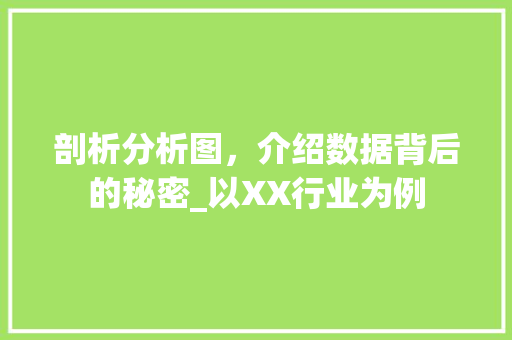 剖析分析图，介绍数据背后的秘密_以XX行业为例 服务器/数据库