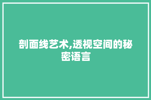 剖面线艺术,透视空间的秘密语言 服务器/数据库
