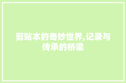 剪贴本的奇妙世界,记录与传承的桥梁 服务器/数据库