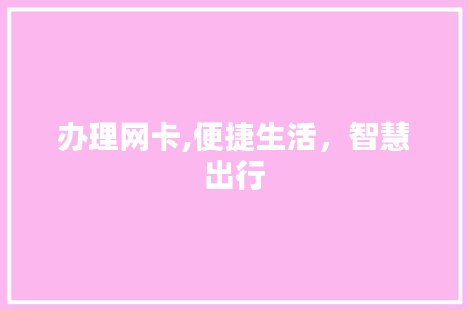 办理网卡,便捷生活，智慧出行
