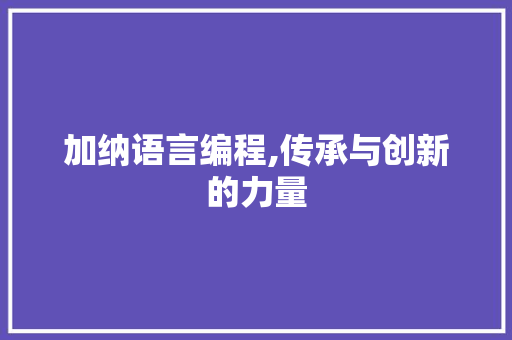 加纳语言编程,传承与创新的力量 建站教程