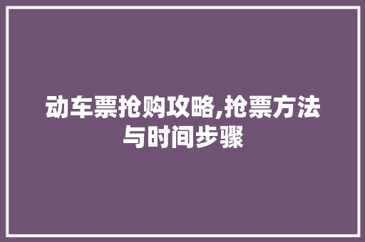 动车票抢购攻略,抢票方法与时间步骤