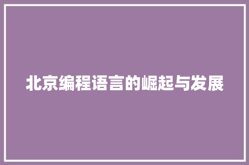 北京编程语言的崛起与发展