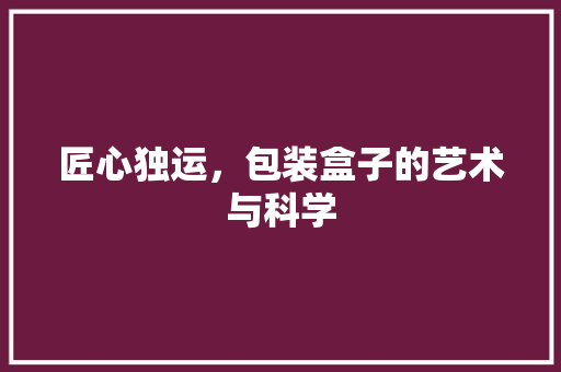 匠心独运，包装盒子的艺术与科学