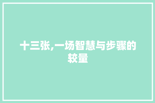 十三张,一场智慧与步骤的较量 Web前端