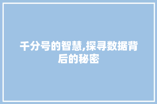 千分号的智慧,探寻数据背后的秘密 服务器/数据库