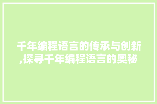 千年编程语言的传承与创新,探寻千年编程语言的奥秘 Web前端