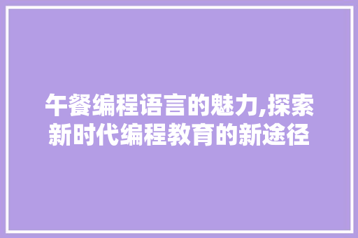午餐编程语言的魅力,探索新时代编程教育的新途径