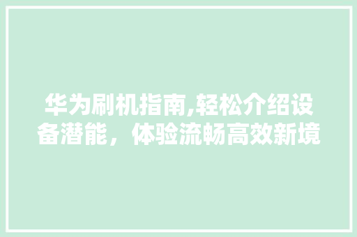 华为刷机指南,轻松介绍设备潜能，体验流畅高效新境界
