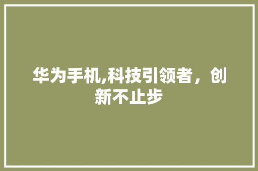 华为手机,科技引领者，创新不止步