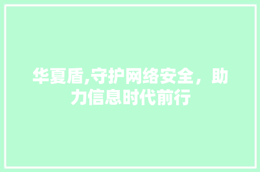 华夏盾,守护网络安全，助力信息时代前行