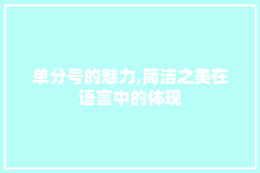 单分号的魅力,简洁之美在语言中的体现 服务器/数据库