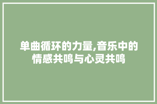 单曲循环的力量,音乐中的情感共鸣与心灵共鸣