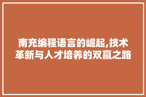 南充编程语言的崛起,技术革新与人才培养的双赢之路
