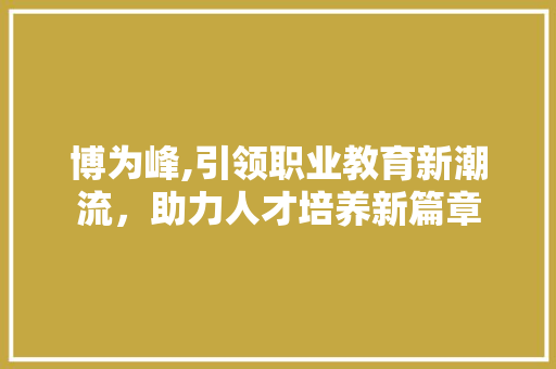 博为峰,引领职业教育新潮流，助力人才培养新篇章 SEO教程