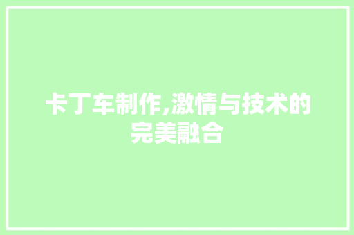 卡丁车制作,激情与技术的完美融合 服务器/数据库