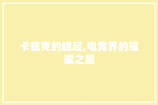 卡兹克的崛起,电竞界的璀璨之星 Web前端